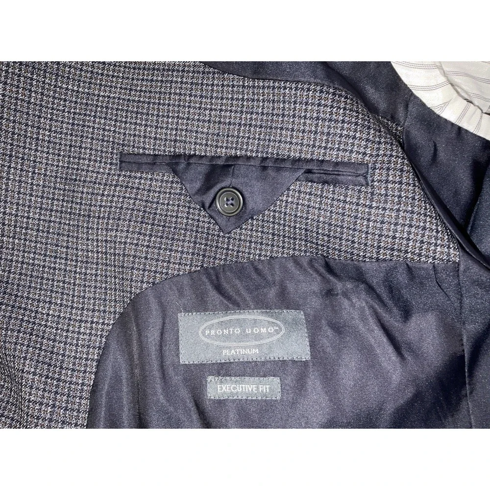 NWT Men's Pronto Uomo Platinum Pup‎ Executive Sport Coat Jacket Navy Brown 44 S